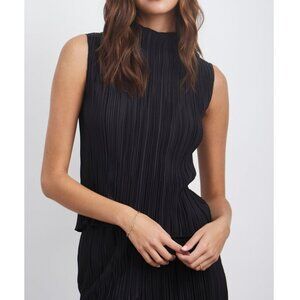 NWT RAILS Trea Plisse Sleeveless Top Blouse in Jet Black Size XS
